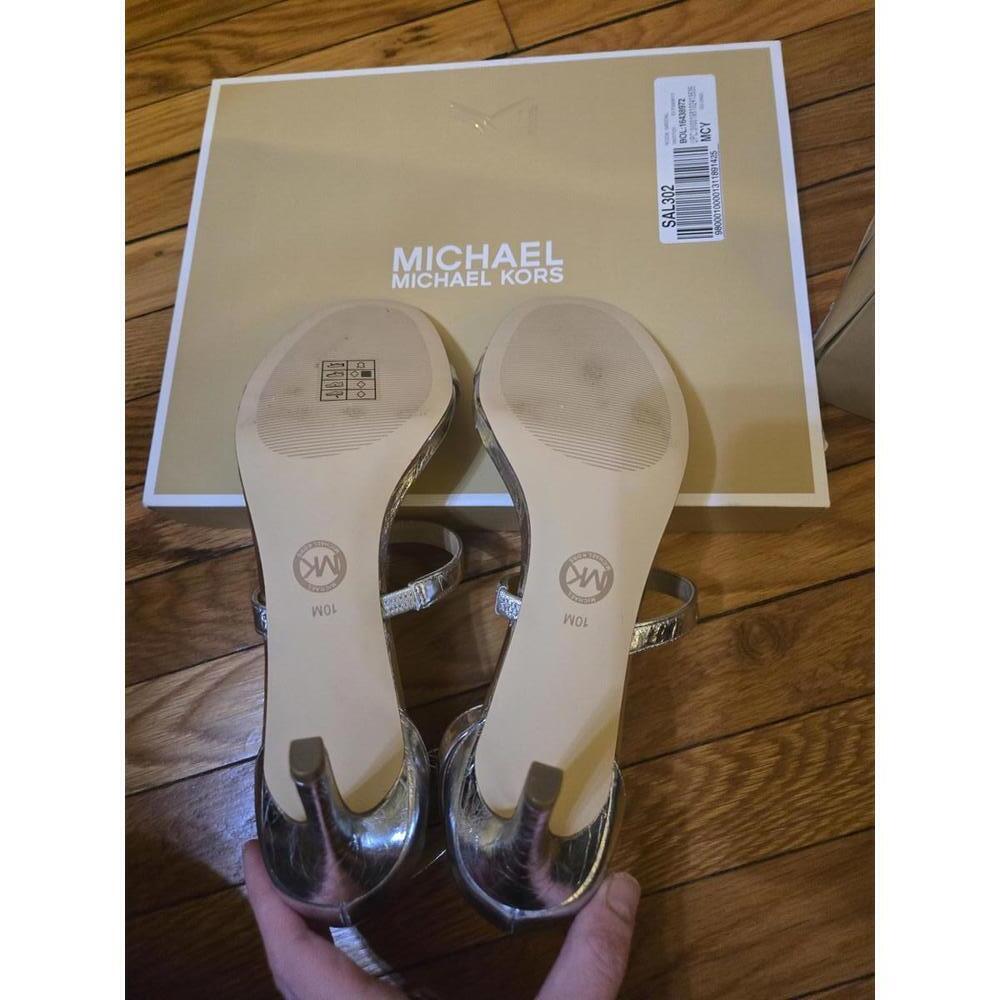 Michael Kors Women's Metallic Strappy High Heel Sandals - Picture 2 of 6